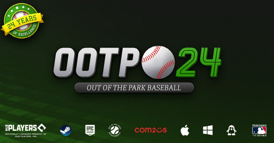 컴투스의 자회사 아웃 오브 더 파크 디벨롭먼츠가  야구 매니지먼트 게임 'OOTP 24'를 글로벌 시장에 출시했다. 컴투스 제공